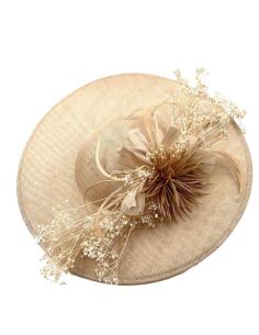 TOCADOS BEIGE PAMELA ORIGINAL CON FLORES PRESERVADAS