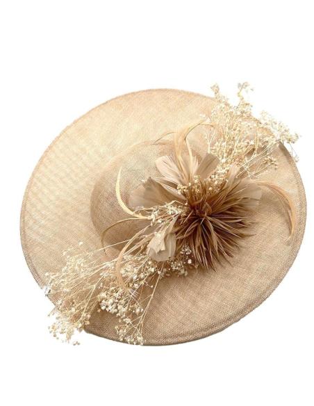 TOCADOS BEIGE PAMELA ORIGINAL CON FLORES PRESERVADAS