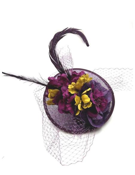 TOCADOS BODA MORADOS MUY ELEGANTES CON DETALLES DORADO VIEJO