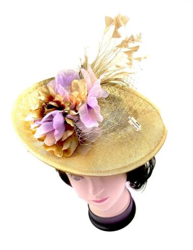 TOCADOS  ORO VIEJO PARA BODAS PRECIOSO DISEÑO DE FLOR Y PLUMA