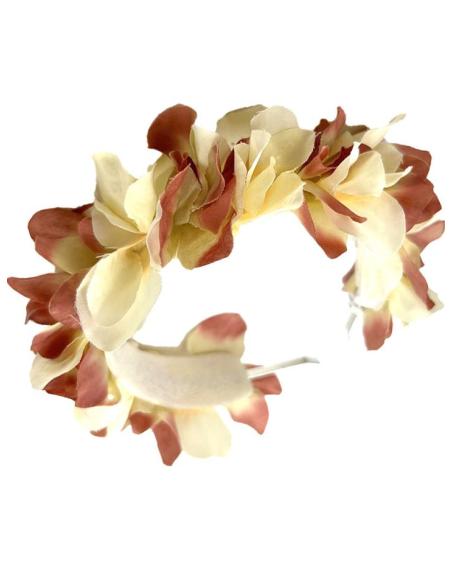 DIADEMAS MUJER PARA BODAS Y EVENTOS ROSAS Y BEIGE CON FLORES