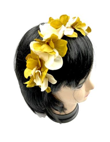 DIADEMAS MUJER PARA BODAS Y EVENTOS OCRE Y BEIGE CON FLORES