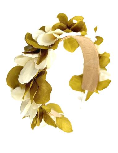 DIADEMAS MUJER PARA BODAS Y EVENTOS OCRE Y BEIGE CON FLORES