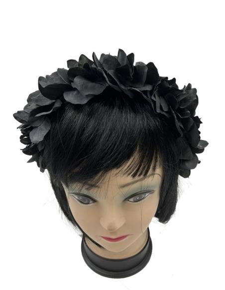 DIADEMAS MUJER NEGRAS PARA BODAS Y EVENTOS CON FLORES