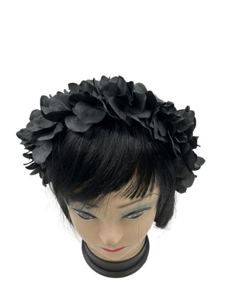 DIADEMAS MUJER NEGRAS PARA BODAS Y EVENTOS CON FLORES