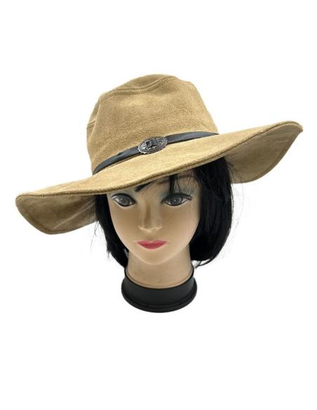 SOMBREROS MUJER CAMEL ESTILO BOHEMIO CON TIRA DECORADA