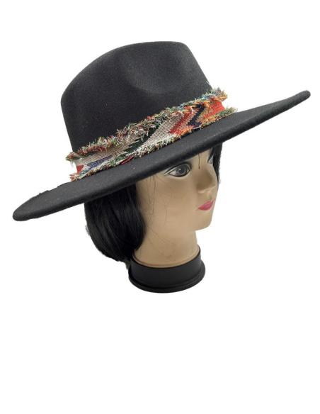 SOMBREROS MUJER NEGROS DECORACION ARTESANAL MUY ORIGINAL