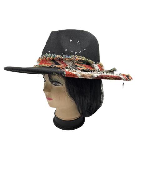 SOMBREROS MUJER NEGROS DECORACION ARTESANAL MUY ORIGINAL