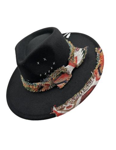 SOMBREROS MUJER NEGROS DECORACION ARTESANAL MUY ORIGINAL
