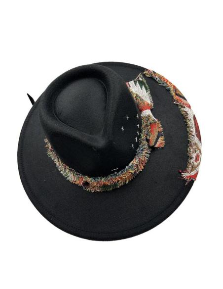 SOMBREROS MUJER NEGROS DECORACION ARTESANAL MUY ORIGINAL