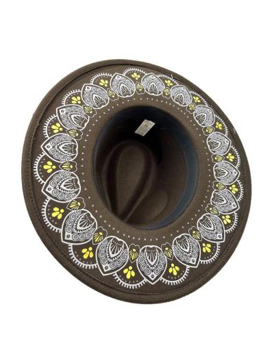 SOMBREROS MUJER MARRONES CHOCOLATE ALA DECORADA LOTO