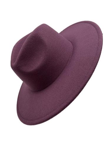 SOMBREROS MUJER MORADOS TONO BERENJENA CON ALA DECORADA