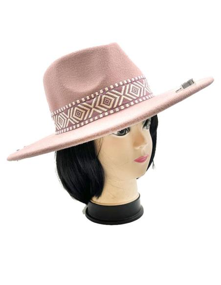 SOMBREROS MUJER ROSAS MAQUILLAJE CON CENEFA AZTECA BICOLOR