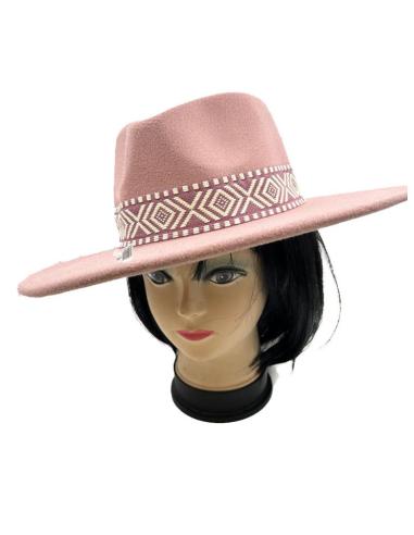 SOMBREROS MUJER ROSAS MAQUILLAJE CON CENEFA AZTECA BICOLOR