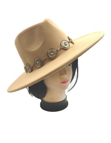 SOMBREROS CAMEL CLARO ESTILO IBIZENCO Y  BOHO CADENA DORADA