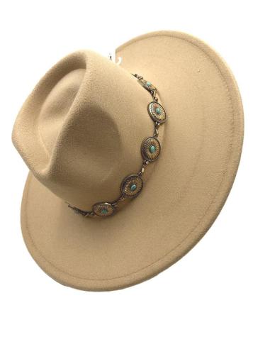 SOMBREROS CAMEL CLARO ESTILO IBIZENCO Y  BOHO CADENA DORADA