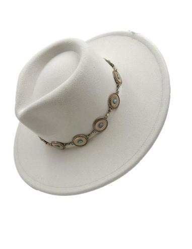 SOMBREROS BLANCOS CRUDO ESTILO IBIZENCO Y  BOHO CADENA DORADA