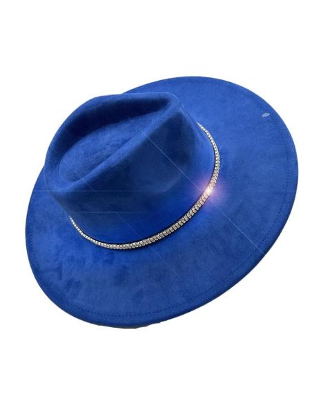 SOMBREROS AZULONES CON DECORACION CHIC DE CRISTAL