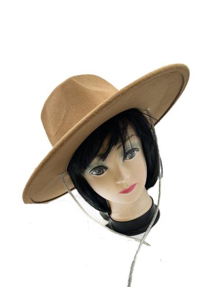 SOMBREROS MARRONES CON BONITA DECORACION CHIC DE CRISTAL