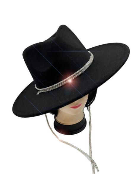 SOMBREROS NEGROS CON BONITA DECORACION CHIC DE CRISTAL