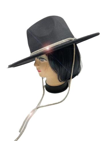 SOMBREROS NEGROS CON BONITA DECORACION CHIC DE CRISTAL