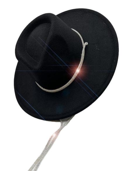 SOMBREROS NEGROS CON BONITA DECORACION CHIC DE CRISTAL
