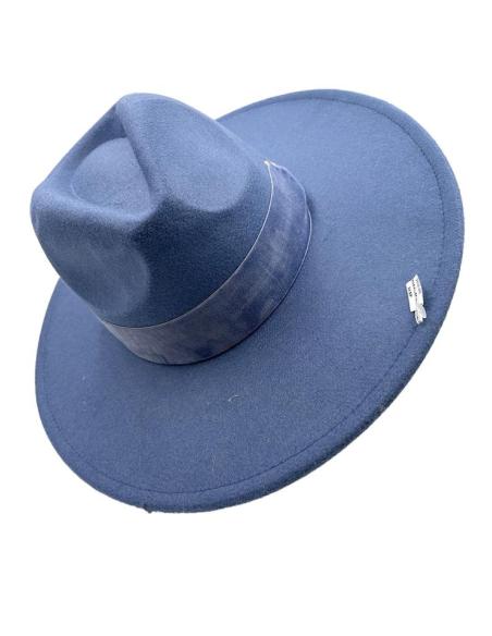 SOMBREROS MUJER AZULES DISEÑO FEDORA DE ALA ANCHA