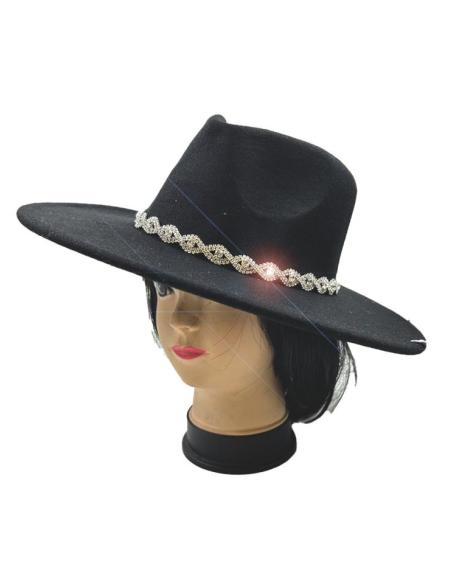 SOMBREROS NEGROS EXCLUSIVOS PEDRERIA CRISTAL FIESTA Y NOCHE