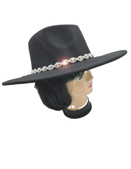 SOMBREROS NEGROS EXCLUSIVOS PEDRERIA CRISTAL FIESTA Y NOCHE