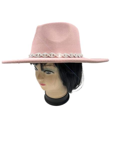 SOMBREROS ROSAS EXCLUSIVOS PEDRERIA CRISTAL FIESTA Y NOCHE