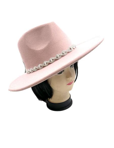 SOMBREROS ROSAS EXCLUSIVOS PEDRERIA CRISTAL FIESTA Y NOCHE