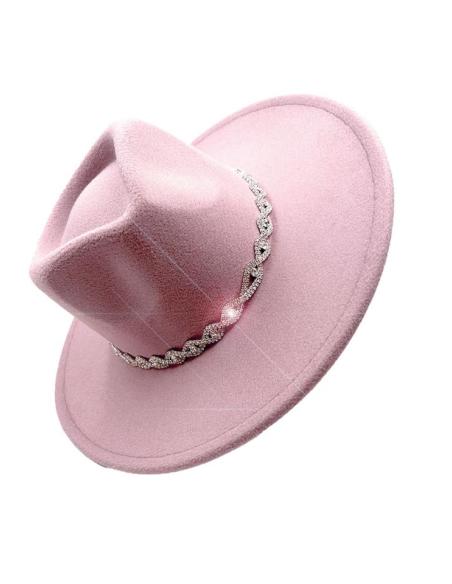 SOMBREROS ROSAS EXCLUSIVOS PEDRERIA CRISTAL FIESTA Y NOCHE