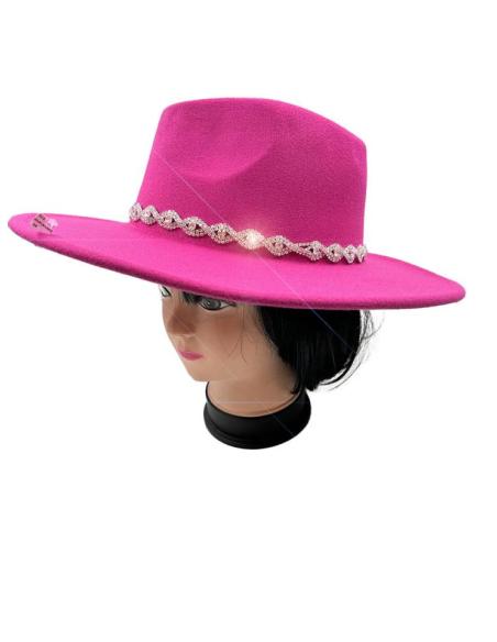 SOMBREROS FUCSIAS EXCLUSIVOS PEDRERIA CRISTAL FIESTA Y NOCHE