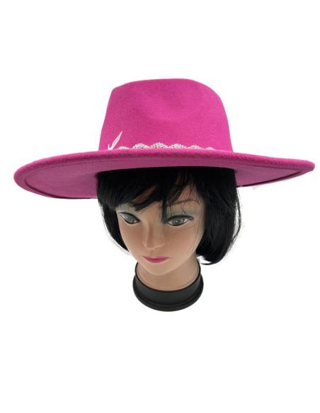 SOMBREROS FUCSIAS EXCLUSIVOS PEDRERIA CRISTAL FIESTA Y NOCHE