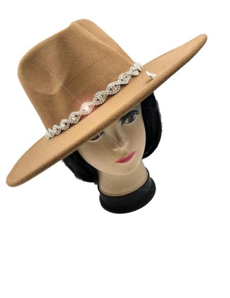 SOMBREROS MARRONES EXCLUSIVA PEDRERIA CRISTAL FIESTA Y NOCHE
