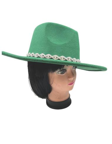 SOMBREROS VERDE BOTELLA EXCLUSIVA PEDRERIA CRISTAL FIESTA Y NOCHE