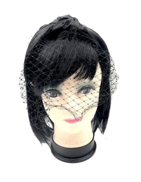 DIADEMAS MUJER NEGRAS CON REDECILLA PARA BODAS Y EVENTOS