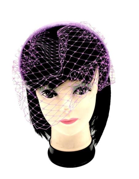 DIADEMAS BODA MORADAS CON REDECILLA PARA TRAJES DE INVITADA