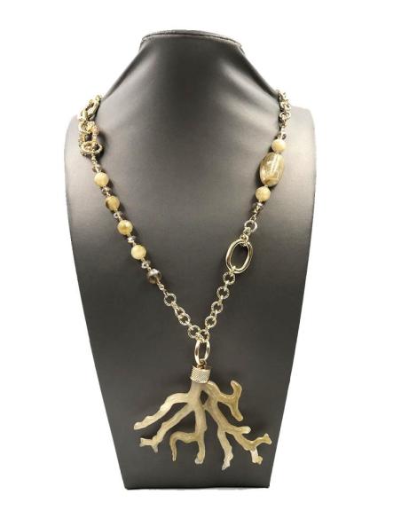 COLLARES DORADOS LARGOS CON CORAL ORIGINAL PARA LOOK DE DIA