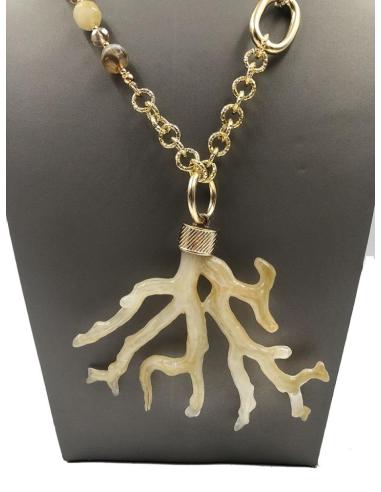 COLLARES DORADOS LARGOS CON CORAL ORIGINAL PARA LOOK DE DIA
