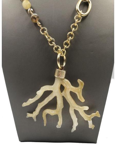COLLARES DORADOS LARGOS CON CORAL ORIGINAL PARA LOOK DE DIA