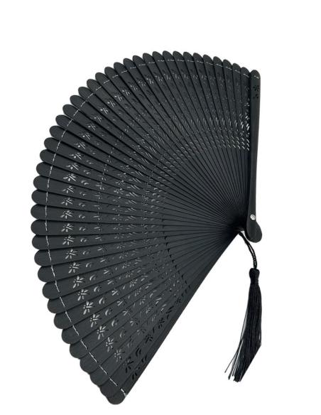 ABANICOS NEGROS DE BAMBU PEQUEÑOS PARA BOLSOS DE FIESTA