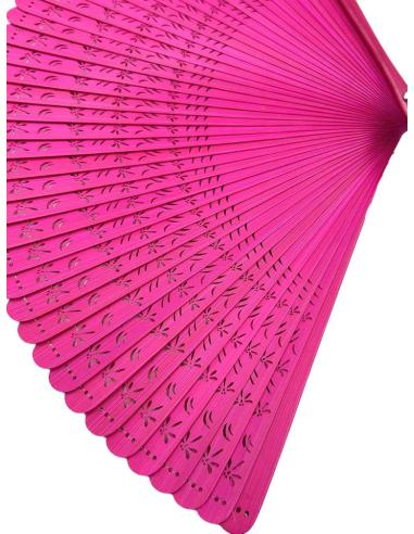 ABANICOS FUCSIAS DE BAMBU PEQUEÑOS PARA BOLSOS DE FIESTA