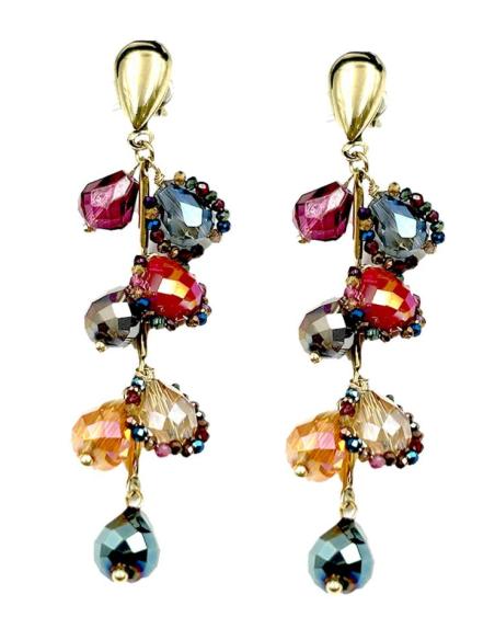 PENDIENTES LARGOS NOCHE CON DESTELLOS CRISTAL EN MULTICOLOR
