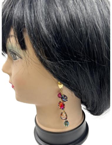 PENDIENTES LARGOS NOCHE CON DESTELLOS CRISTAL EN MULTICOLOR