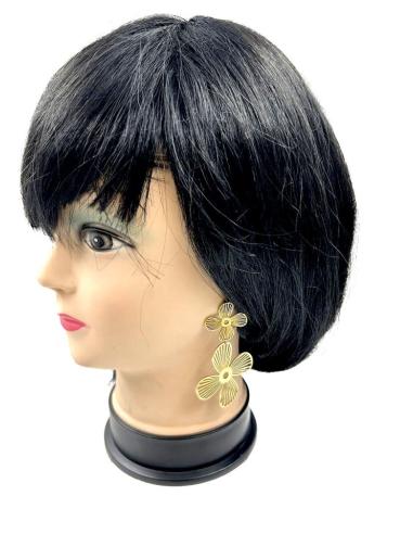 PENDIENTES LARGOS DORADOS DE FIESTA CON FLORES PARA NOCHE