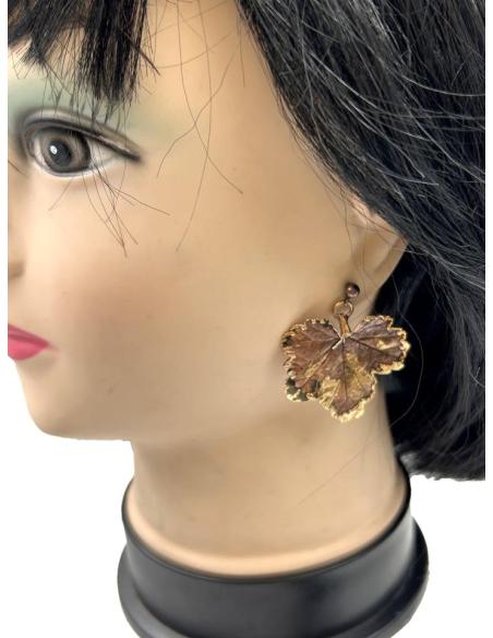 PENDIENTES ORIGINALES HOJAS NATURALES PRESERVADAS DE PARRA