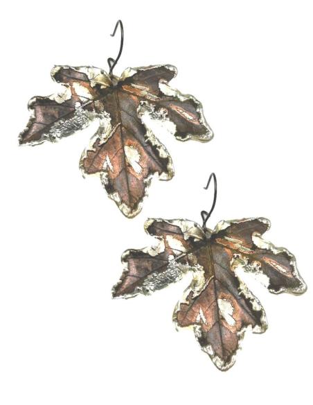 PENDIENTES LARGOS JOYERIA ARTESANAL CON BAÑO Y HOJAS NATURALES PRESERVADAS