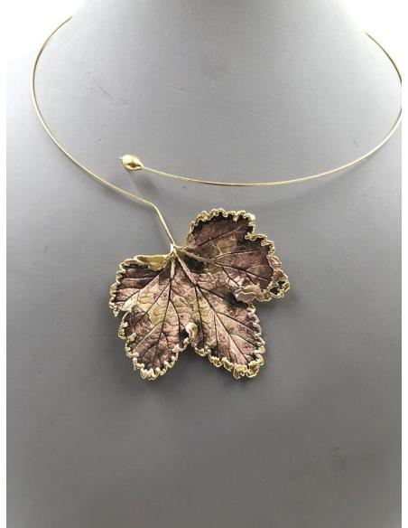 COLLARES MUJER ARTESANALES HOJA NATURAL PRESERVADA COBRE