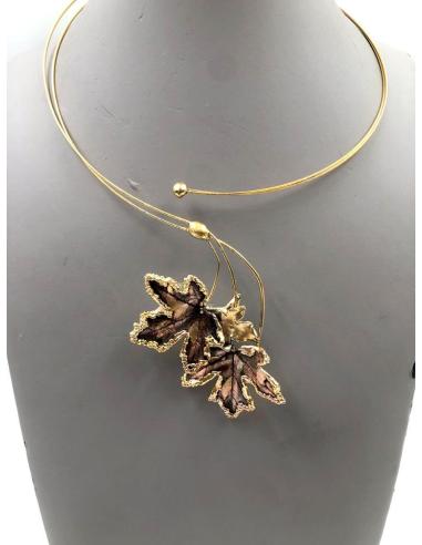 COLLARES MUJER ORO VIEJO HOJAS DE PARRA PRESERVADAS JOYERIA ARTESANAL